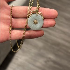 14k gold jade custom necklace.